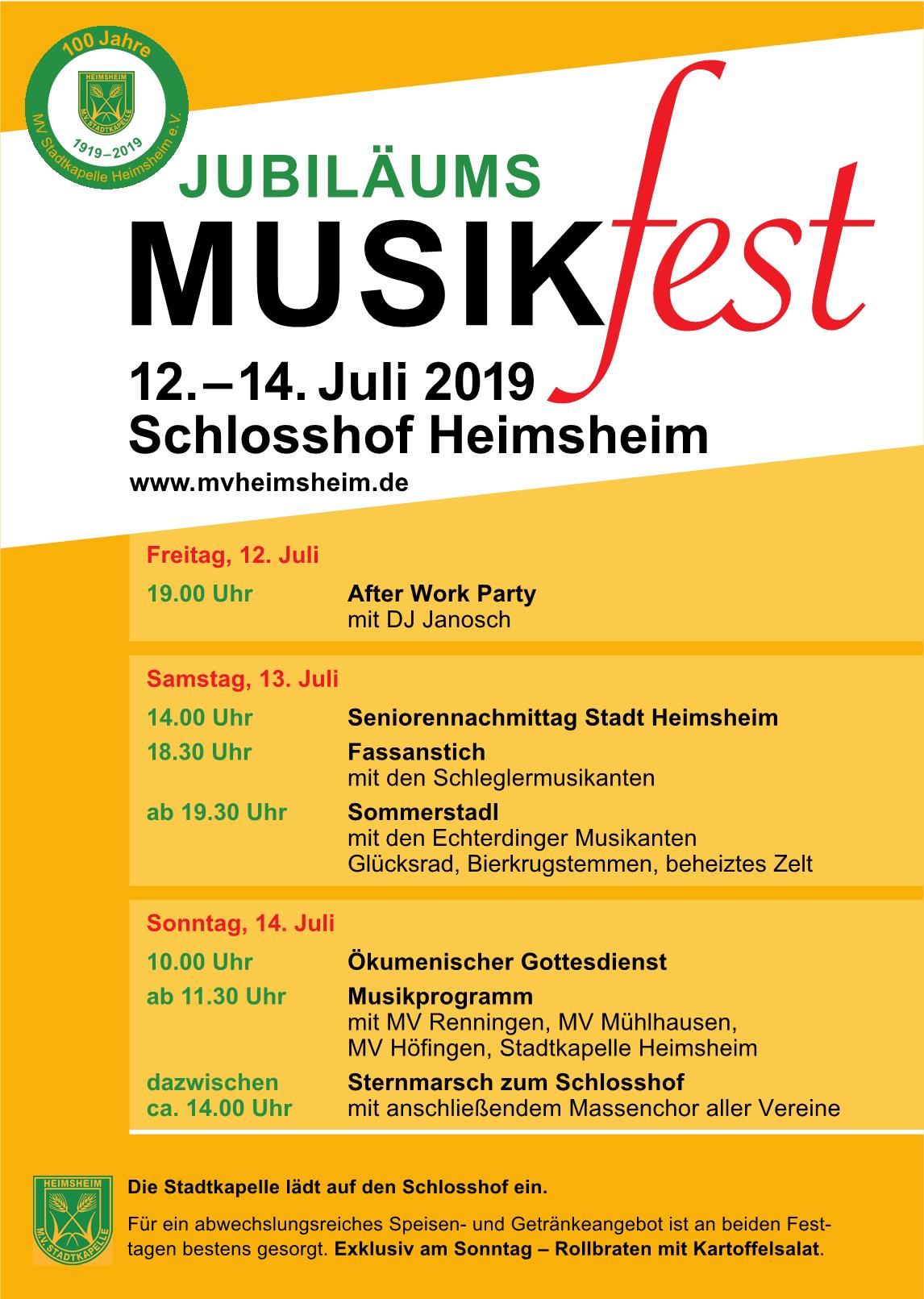 Read more about the article Einladung zum Jubiläumsmusikfest 2019